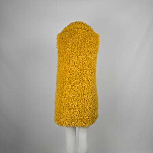 Betsey Johnson Mustard Yellow Shaggy Faux Fur Long Vest - Size M/L