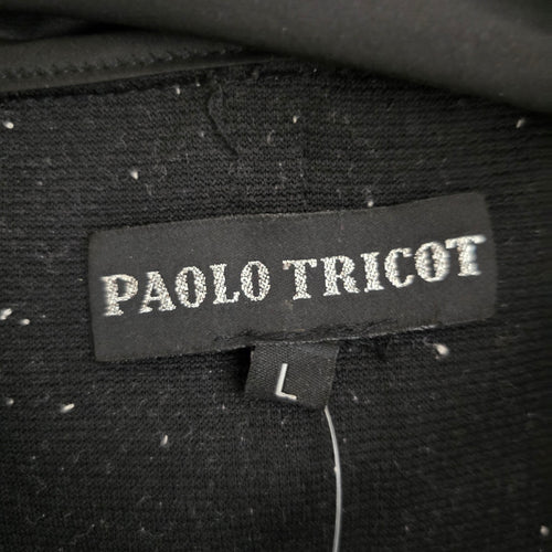 Paolo Tricot Black Gray Metallic Draped Asymmetrical Vest Size L