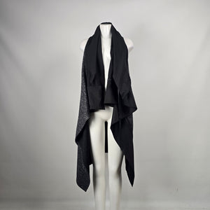 Paolo Tricot Black Gray Metallic Draped Asymmetrical Vest Size L