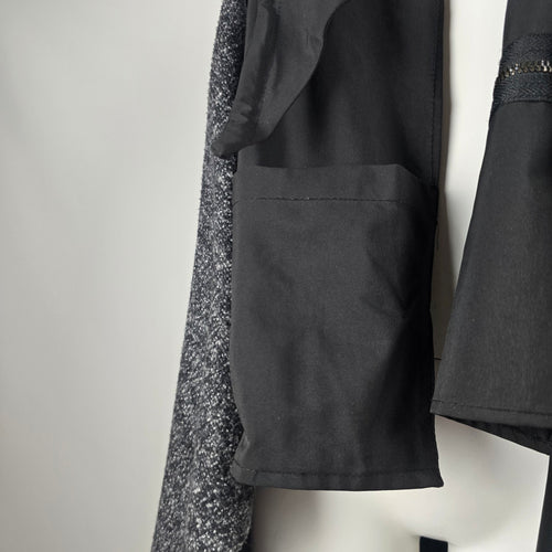 Paolo Tricot Black Gray Metallic Draped Asymmetrical Vest Size L