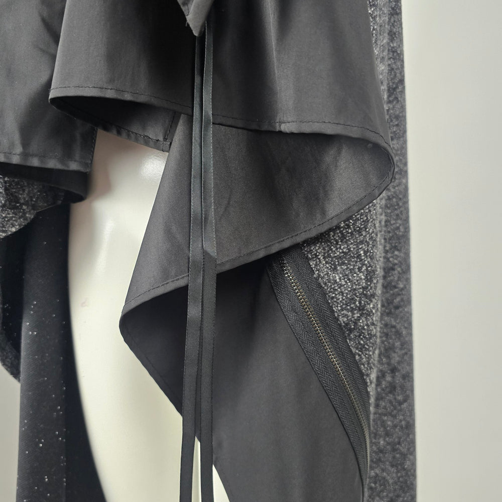 Paolo Tricot Black Gray Metallic Draped Asymmetrical Vest Size L