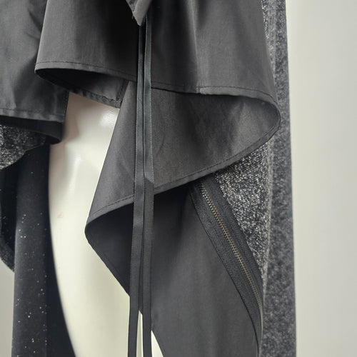 Paolo Tricot Black Gray Metallic Draped Asymmetrical Vest Size L