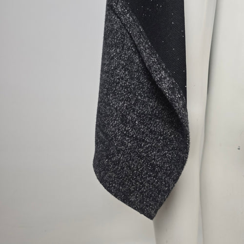 Paolo Tricot Black Gray Metallic Draped Asymmetrical Vest Size L