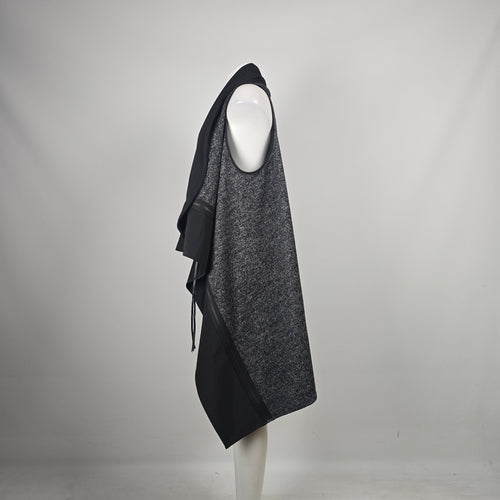 Paolo Tricot Black Gray Metallic Draped Asymmetrical Vest Size L