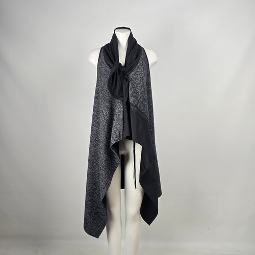 Paolo Tricot Black Gray Metallic Draped Asymmetrical Vest Size L