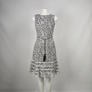 Karl Lagerfeld Paris Black White Floral Lace Fit & Flare Dress Size 6