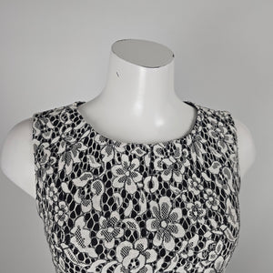Karl Lagerfeld Paris Black White Floral Lace Fit & Flare Dress Size 6