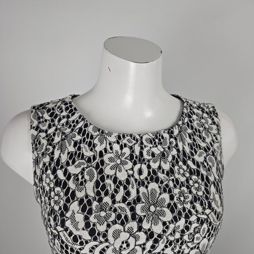 Karl Lagerfeld Paris Black White Floral Lace Fit & Flare Dress Size 6