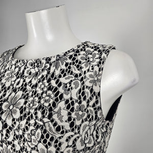 Karl Lagerfeld Paris Black White Floral Lace Fit & Flare Dress Size 6