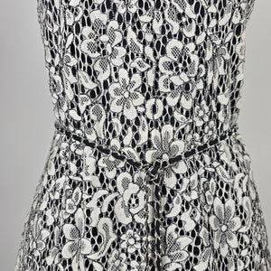Karl Lagerfeld Paris Black White Floral Lace Fit & Flare Dress Size 6