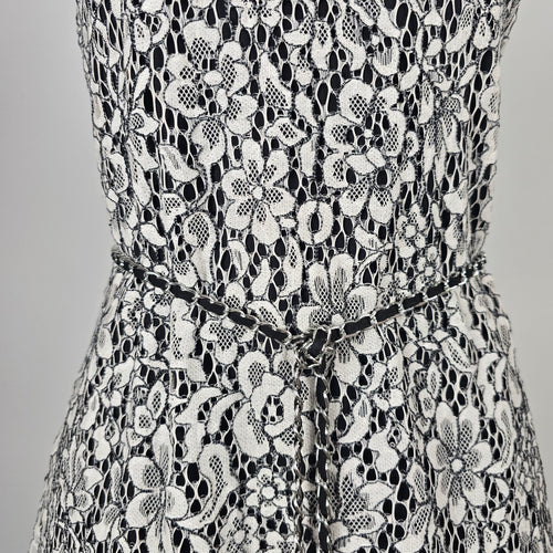 Karl Lagerfeld Paris Black White Floral Lace Fit & Flare Dress Size 6