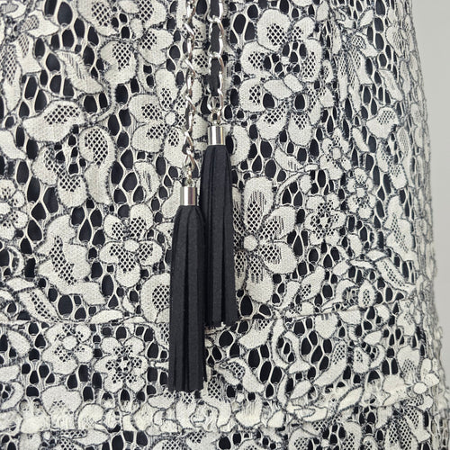 Karl Lagerfeld Paris Black White Floral Lace Fit & Flare Dress Size 6