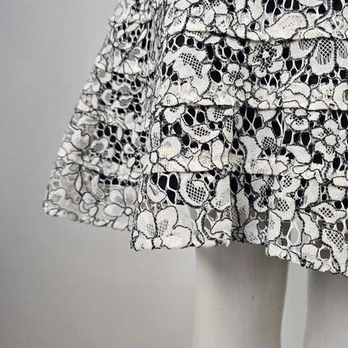Karl Lagerfeld Paris Black White Floral Lace Fit & Flare Dress Size 6