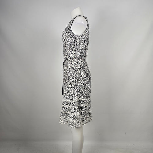 Karl Lagerfeld Paris Black White Floral Lace Fit & Flare Dress Size 6