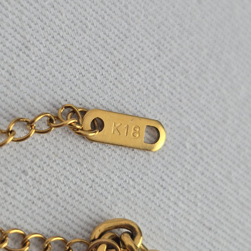 LOVE New York Gold Tone Double Chain Padlock Heart Charm Bracelet K18