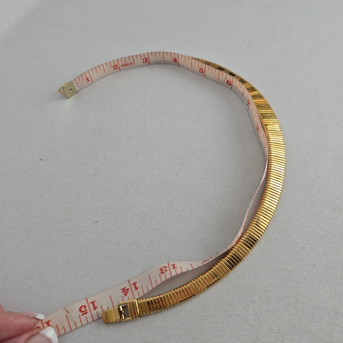 Vintage Gold Tone Ribbed Omega Collar Necklace Textured Statement Choker