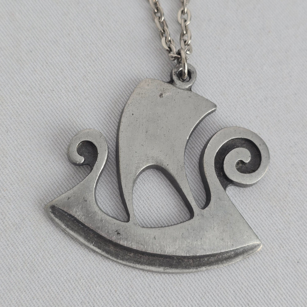 Vintage R. Tennesmed Sweden Pewter Viking Ship Pendant Necklace