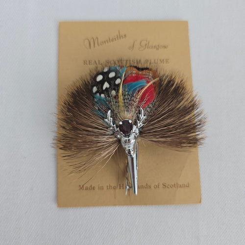 Vintage Monteiths of Glasgow Real Scottish Plume Stag Brooch Pin