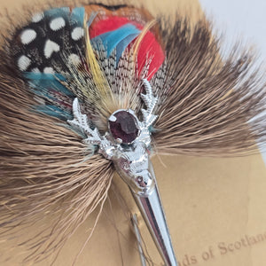 Vintage Monteiths of Glasgow Real Scottish Plume Stag Brooch Pin