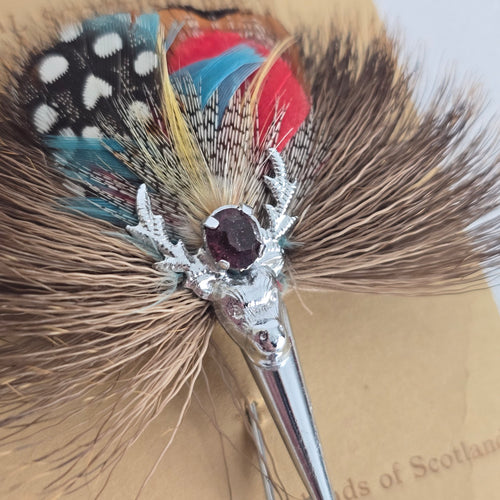Vintage Monteiths of Glasgow Real Scottish Plume Stag Brooch Pin