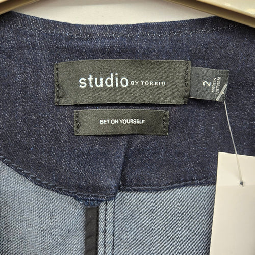 Studio by Torrid Denim Vest Plus Dark Wash Button Front Stretch - Size 2X