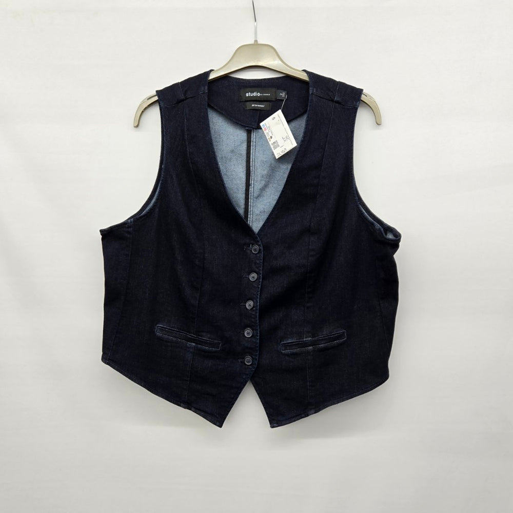 Studio by Torrid Denim Vest Plus Dark Wash Button Front Stretch - Size 2X