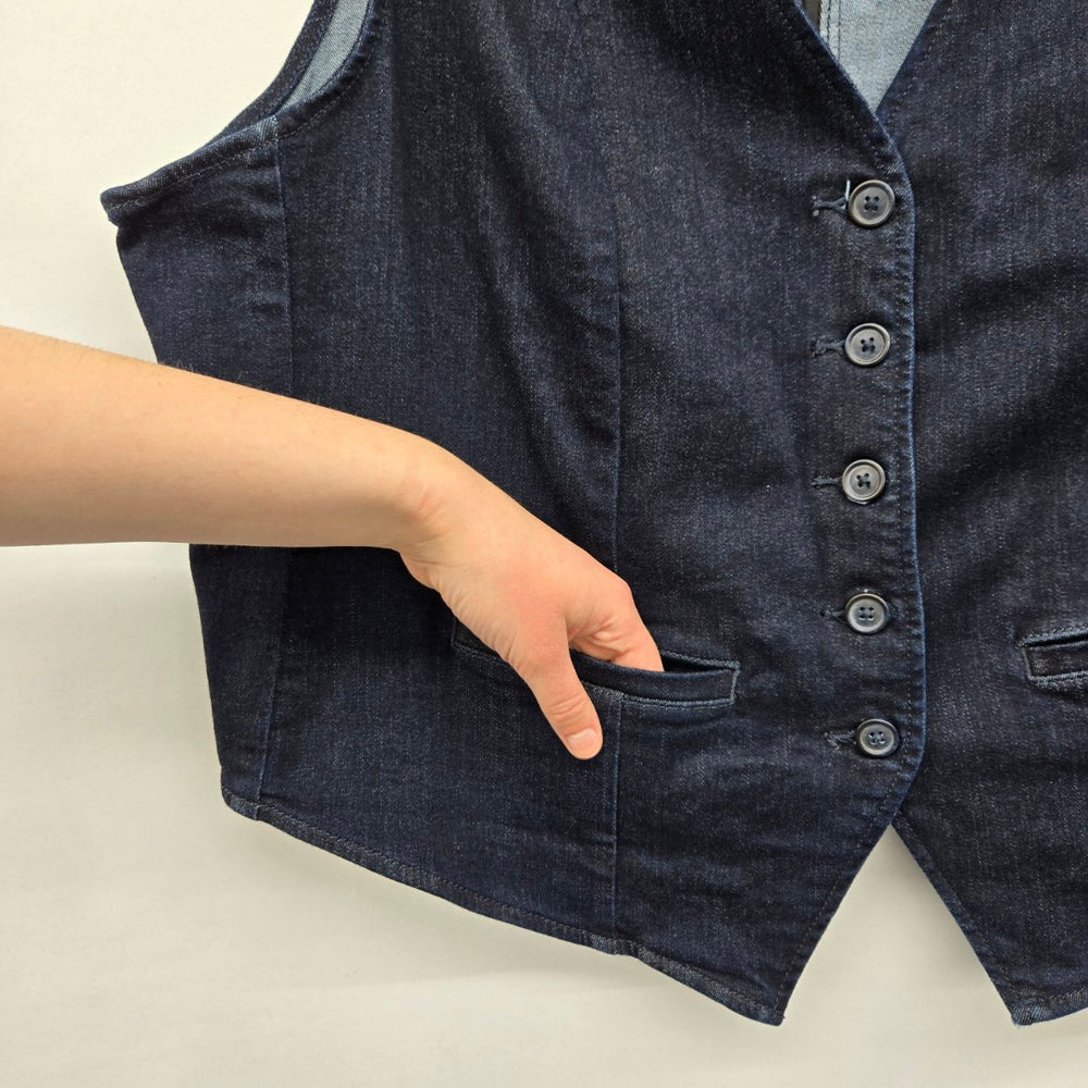 Studio by Torrid Denim Vest Plus Dark Wash Button Front Stretch - Size 2X