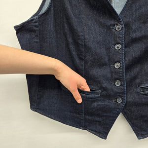 Studio by Torrid Denim Vest Plus Dark Wash Button Front Stretch - Size 2X