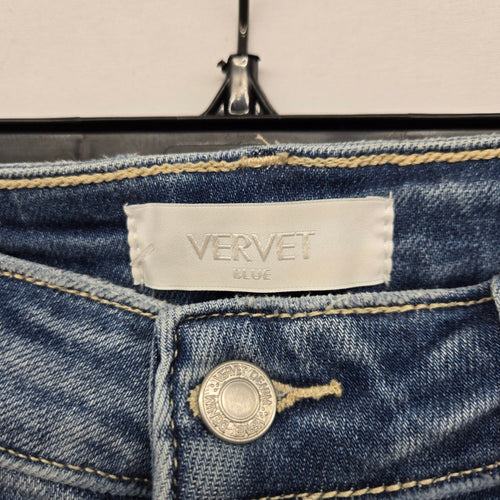 Vervet Blue High Rise Distressed Skinny Jeans Button Fly Stretch Denim -Size 30