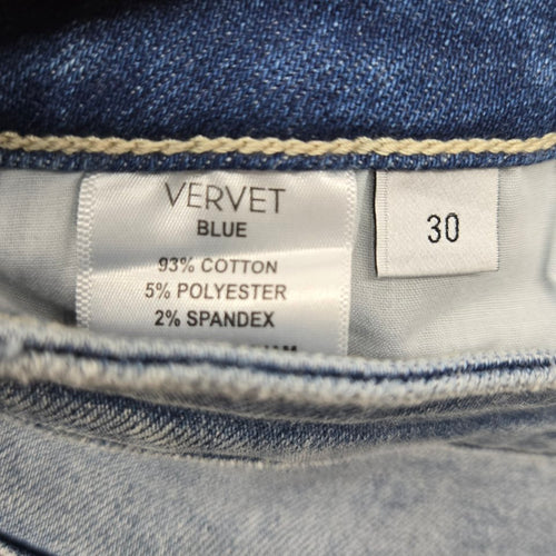 Vervet Blue High Rise Distressed Skinny Jeans Button Fly Stretch Denim -Size 30