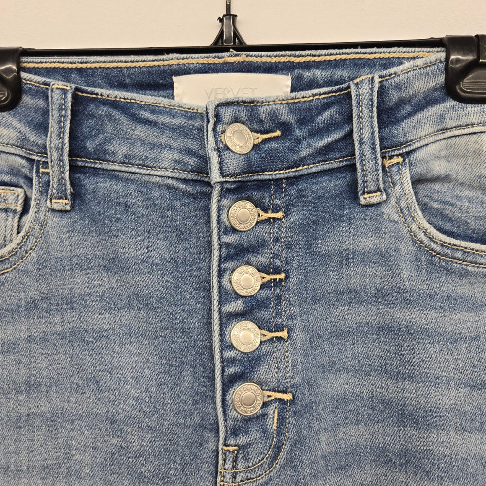 Vervet Blue High Rise Distressed Skinny Jeans Button Fly Stretch Denim -Size 30
