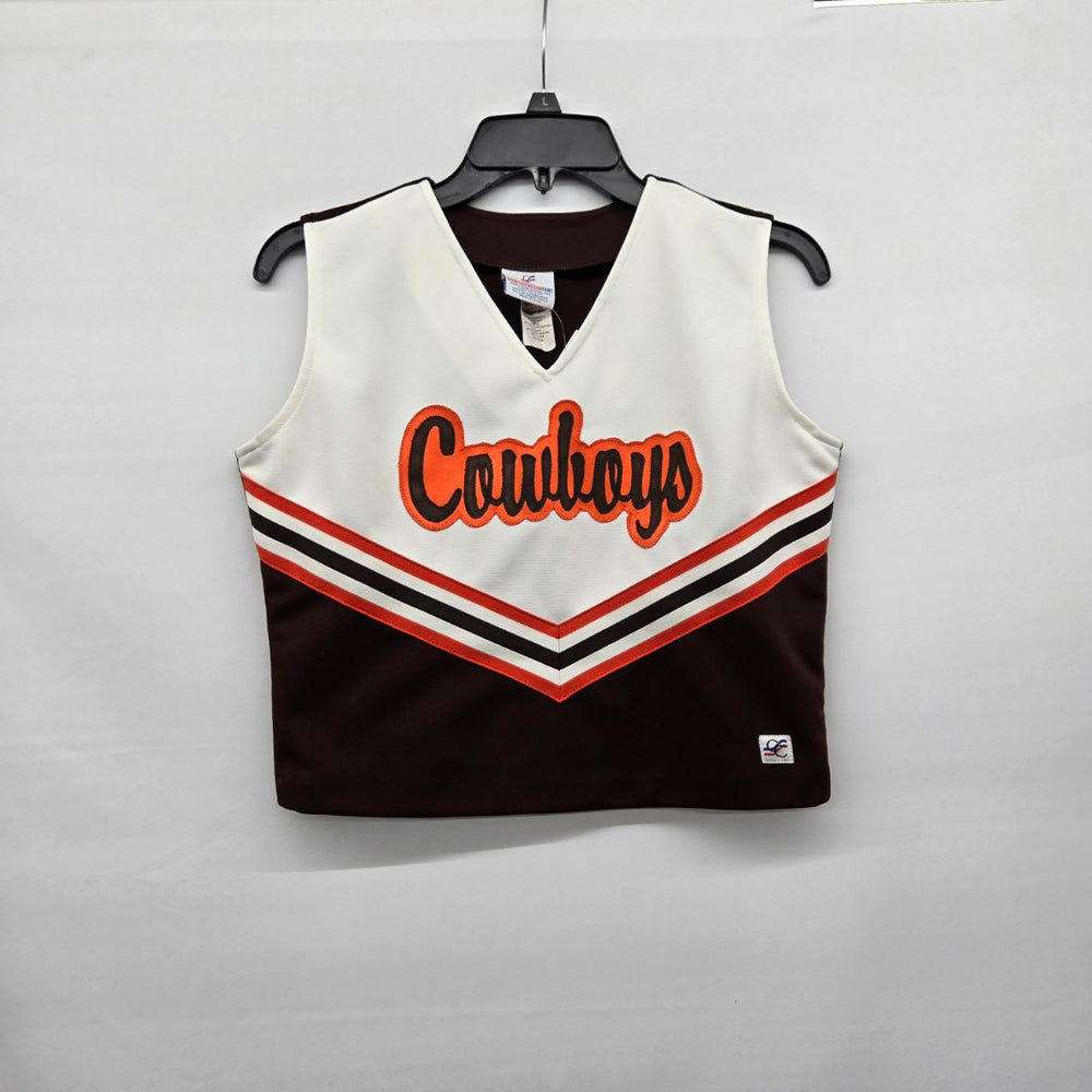 Cowboys Cheerleading Uniform Top Brown Orange White Retro Size 8