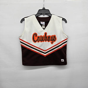 Cowboys Cheerleading Uniform Top Brown Orange White Retro Size 8