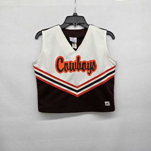 Cowboys Cheerleading Uniform Top Brown Orange White Retro Size 8