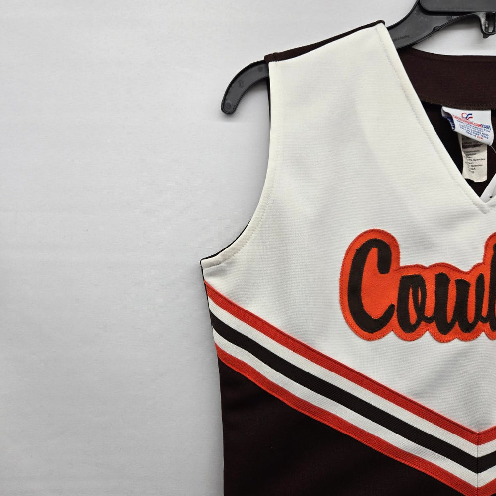 Cowboys Cheerleading Uniform Top Brown Orange White Retro Size 8