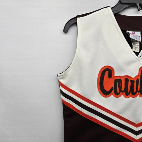 Cowboys Cheerleading Uniform Top Brown Orange White Retro Size 8