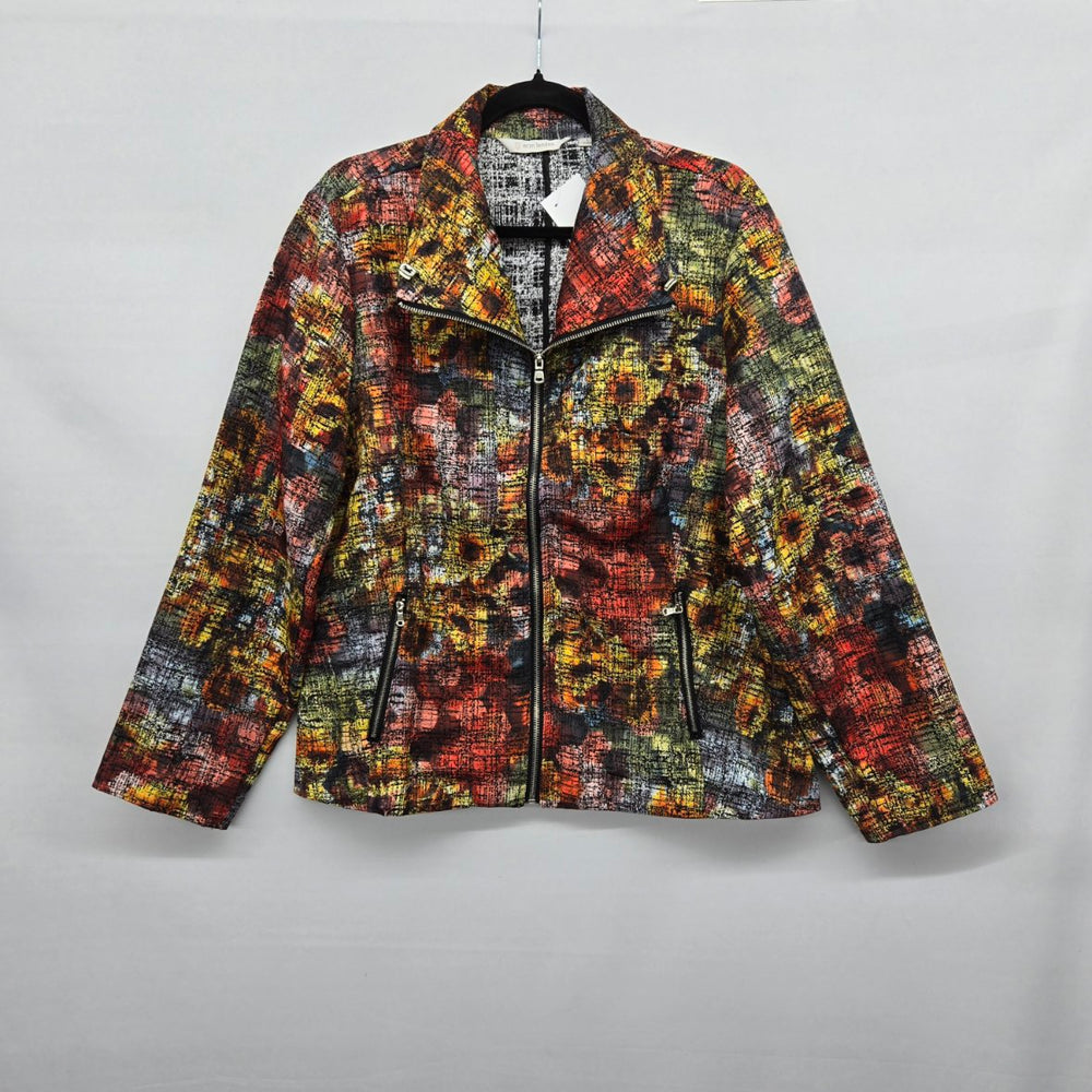 Vintage Erin London Multicolor Abstract Zip Jacket Size L