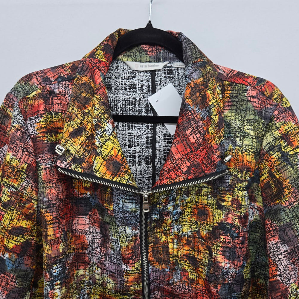Vintage Erin London Multicolor Abstract Zip Jacket Size L