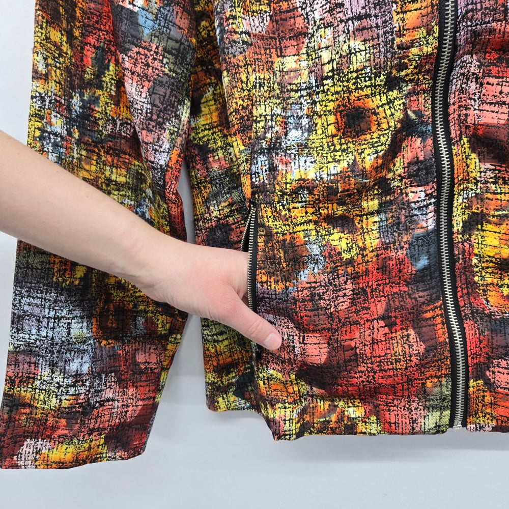 Vintage Erin London Multicolor Abstract Zip Jacket Size L