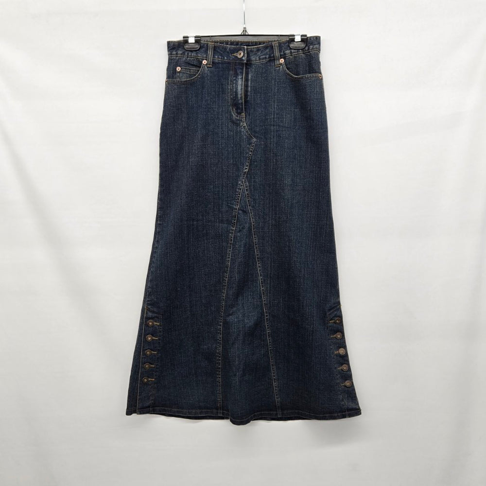 Le Château Junior Girl Denim Maxi Dark Wash Button Detail Y2K -Skirt Size M