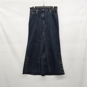 Le Château Junior Girl Denim Maxi Dark Wash Button Detail Y2K -Skirt Size M