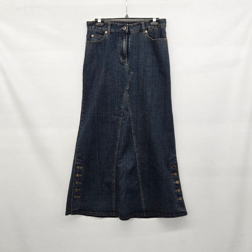Le Château Junior Girl Denim Maxi Dark Wash Button Detail Y2K -Skirt Size M