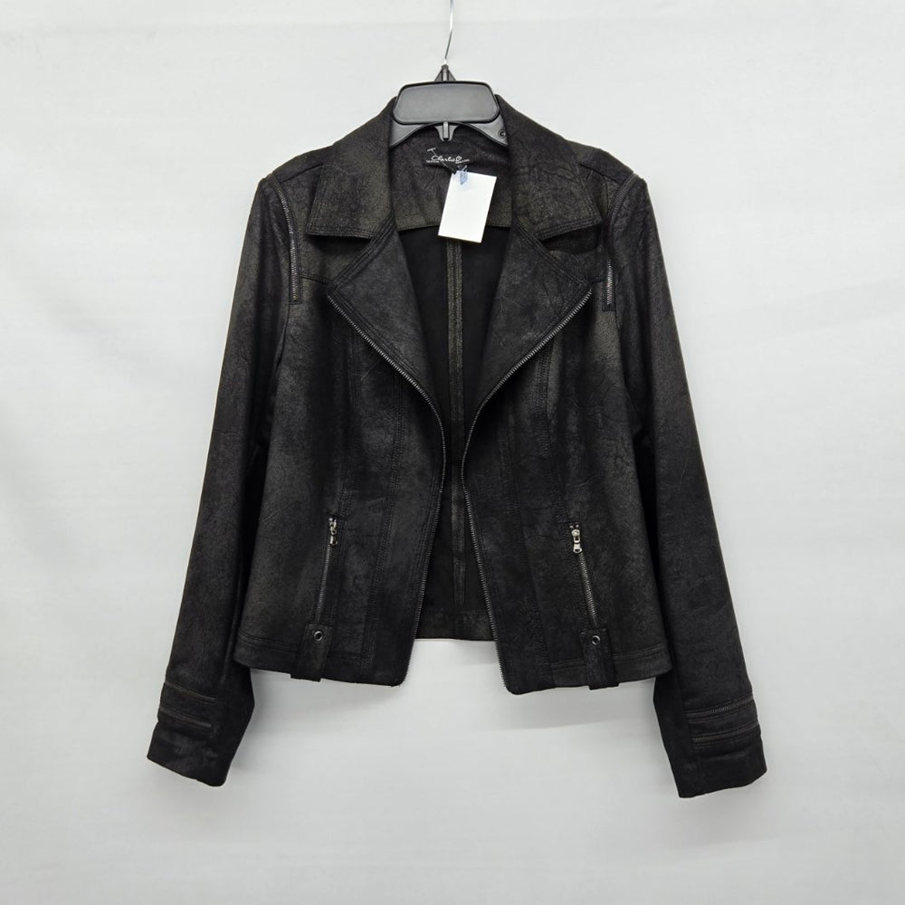 Charlie B Black Faux Suede Moto Jacket - Size L