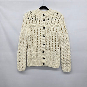 Cynthia Rowley ivory Chunky Cable Knit Openwork Cardigan Sweater -  Size S
