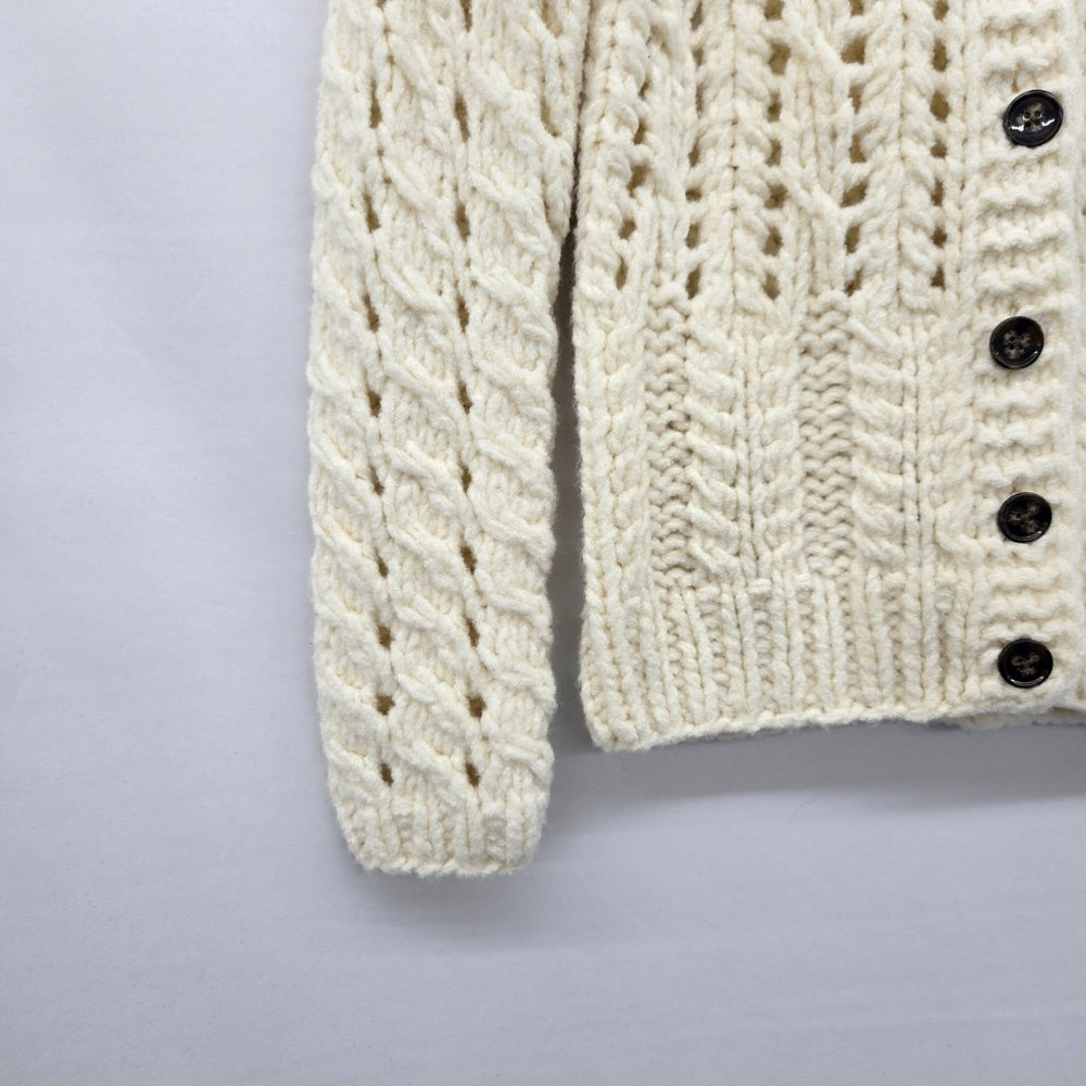 Cynthia Rowley ivory Chunky Cable Knit Openwork Cardigan Sweater -  Size S