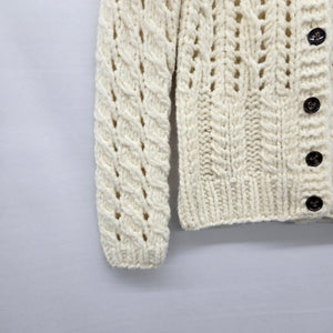 Cynthia Rowley ivory Chunky Cable Knit Openwork Cardigan Sweater -  Size S