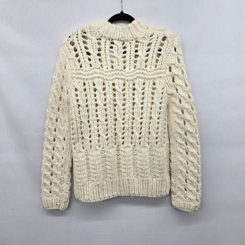 Cynthia Rowley ivory Chunky Cable Knit Openwork Cardigan Sweater -  Size S