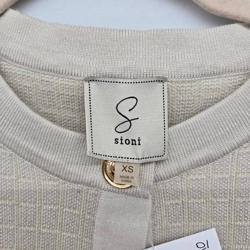 Vintage Sioni Beige Gold Button Textured Knit Cardigan - Size XS