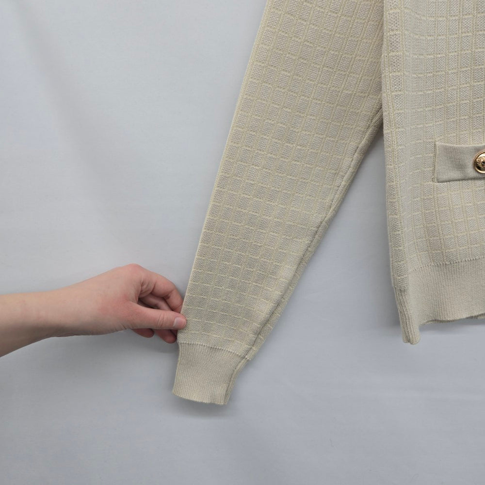 Vintage Sioni Beige Gold Button Textured Knit Cardigan - Size XS
