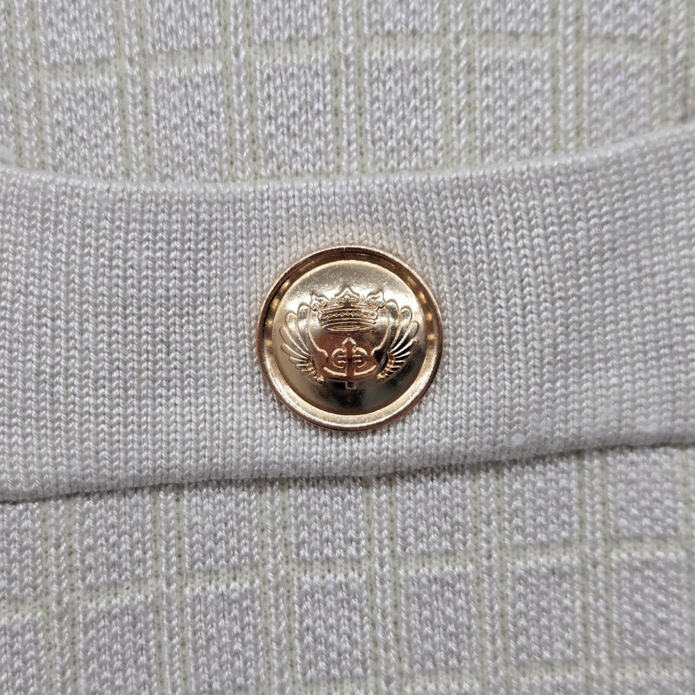 Vintage Sioni Beige Gold Button Textured Knit Cardigan - Size XS